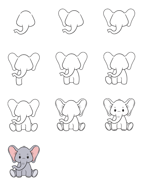 Thủ thuật các bước vẽ con voi từ nền tảng đến chi tiết nhỏ